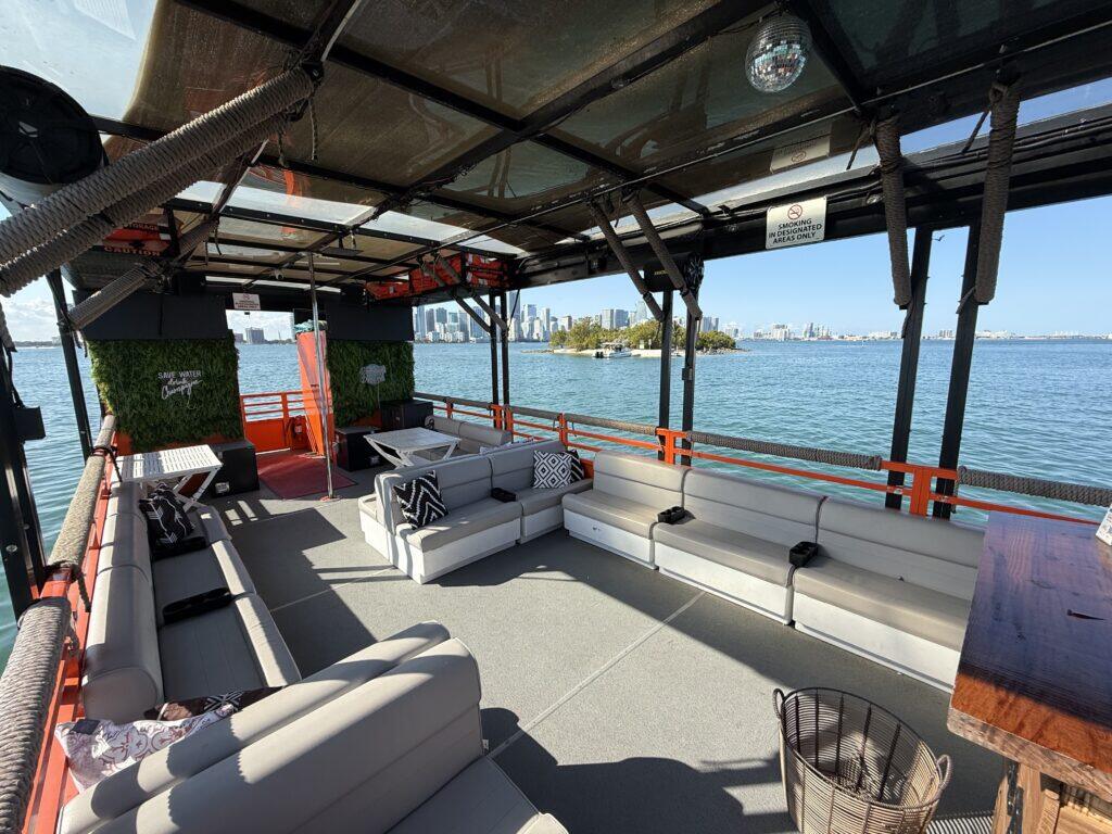 Champagne Shower, a 50 ft Commercial party pontoon on the water in Miami
